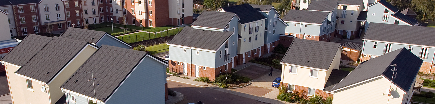 residential area with metrotile roofing