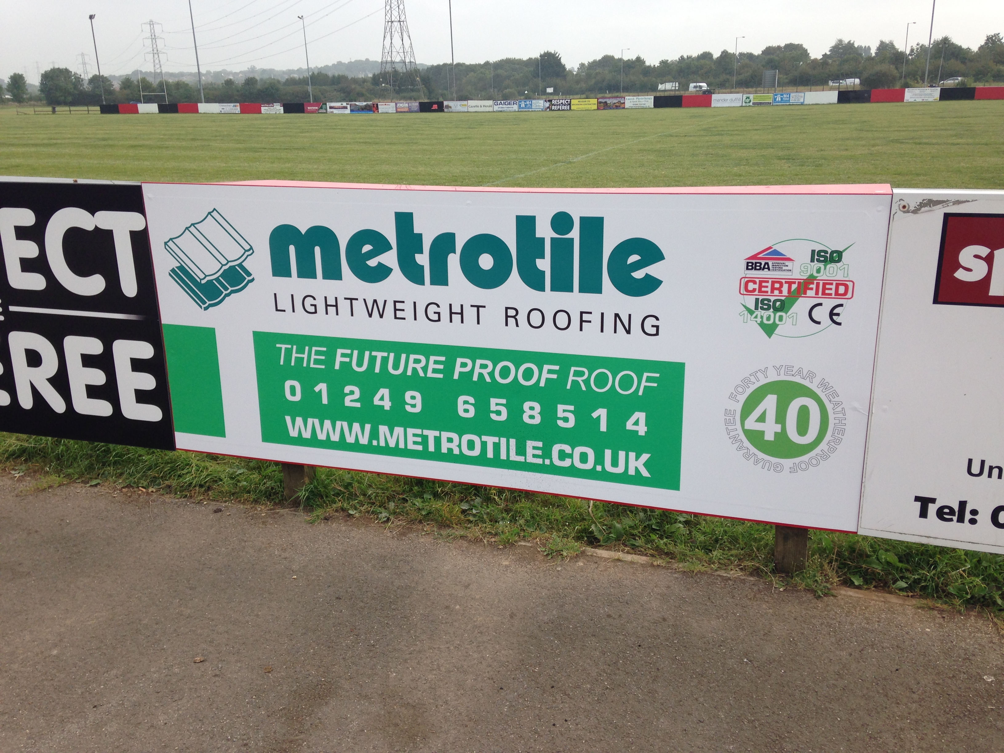 Metrotile Lightweight Roofing Rugby Ground Ad